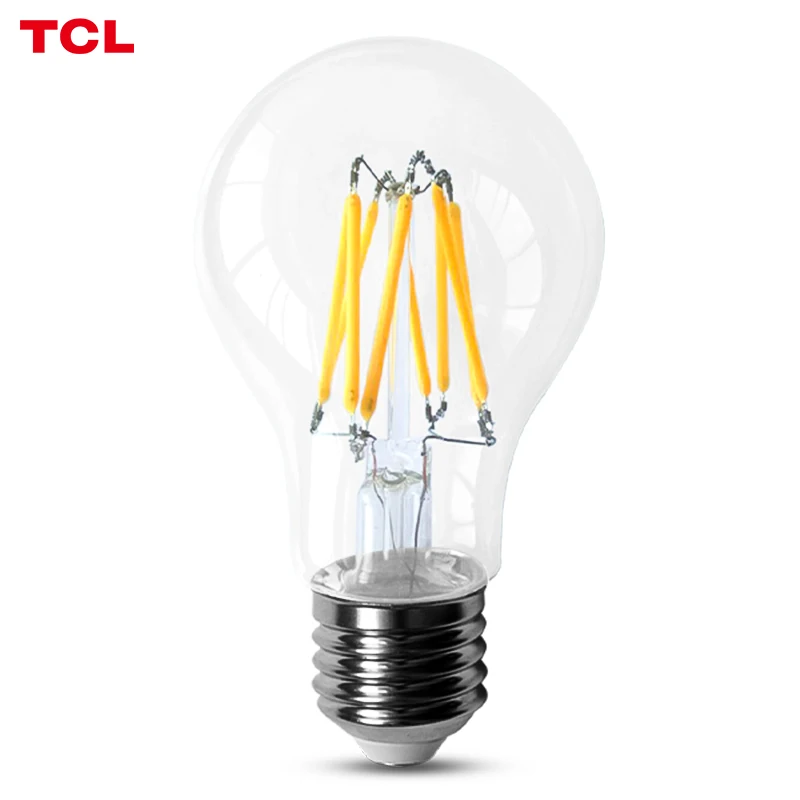 TCL High quality 8W 100lm/W E27 AC 100-130V 2700K warm light glass vintage decorative filament led bulbs