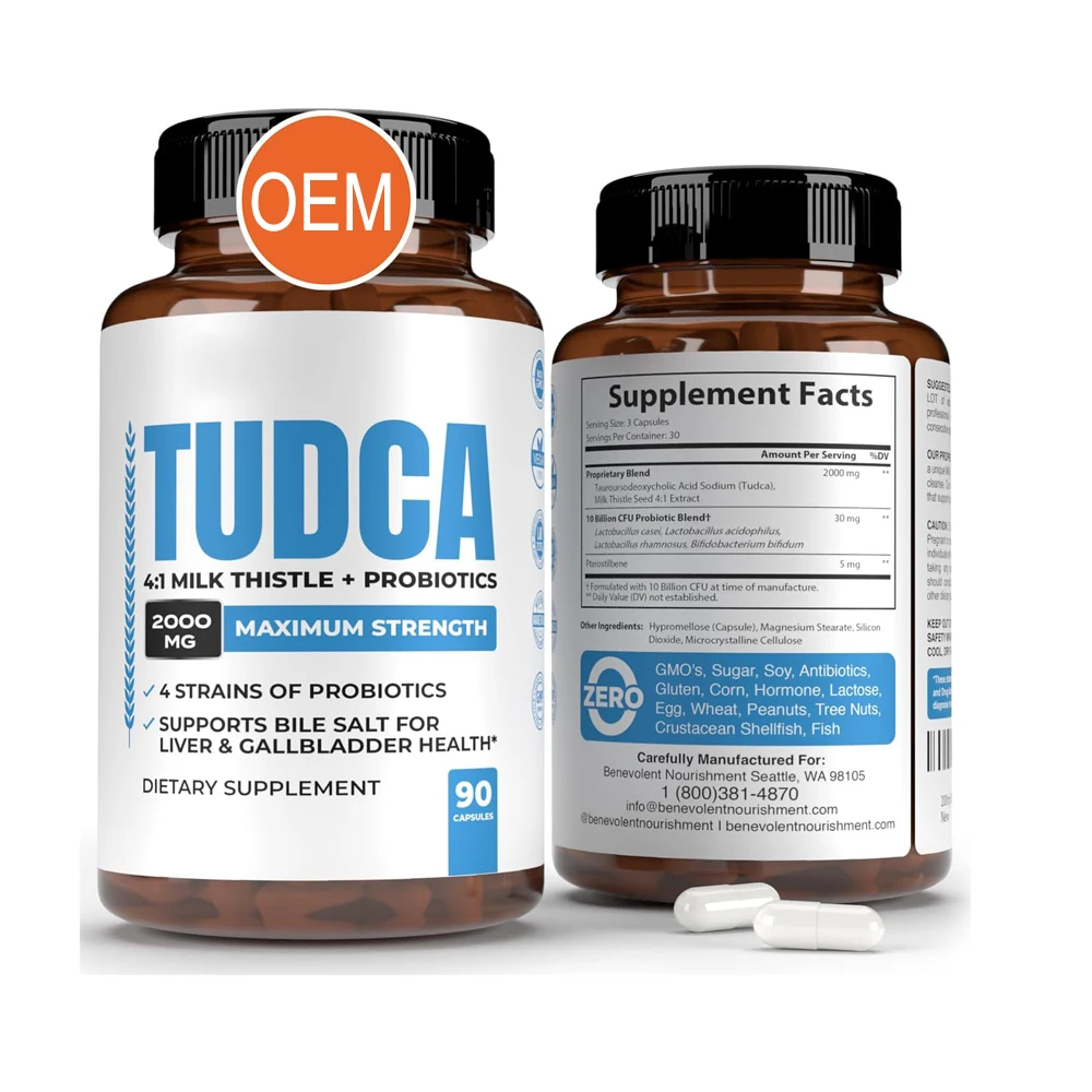2000mg TUDCA Bile Salts Supplement Capsules Supports Liver Detox Cleanse Gallbladder Gut Kidney Health Milk Thistle Probiotics