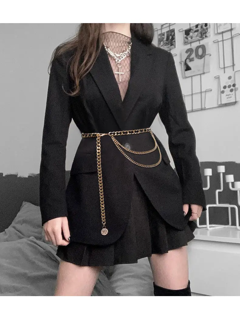 Metal Waist Chain Women Girls Adjustable Body Link Belt  Fashion Jewelry for Jeans Dresses Gold