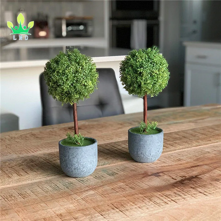 Искусственное бокс-дерево Topiary в современном сером масле набор из 2