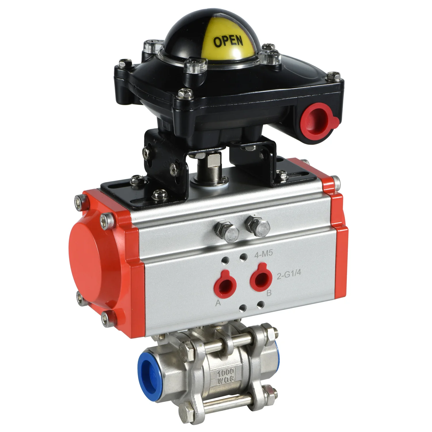 RFS BV series spring return stainless steel pneumatic actuator actuated 3pcs ball valve