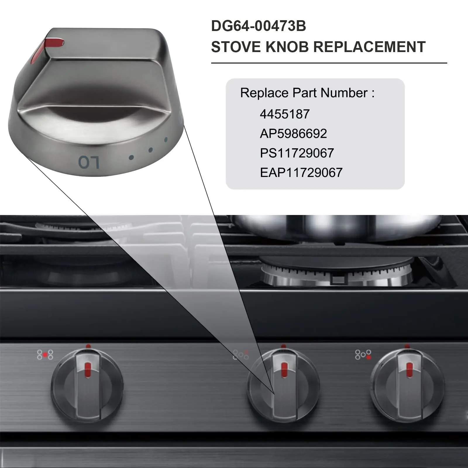 DG64-00473B Black Stove Knobs Replacements Gas Burner Knobs Fit NX58M6850SG NX58H5600SS NX58H5650WS NX58J7750SS Top Knobs