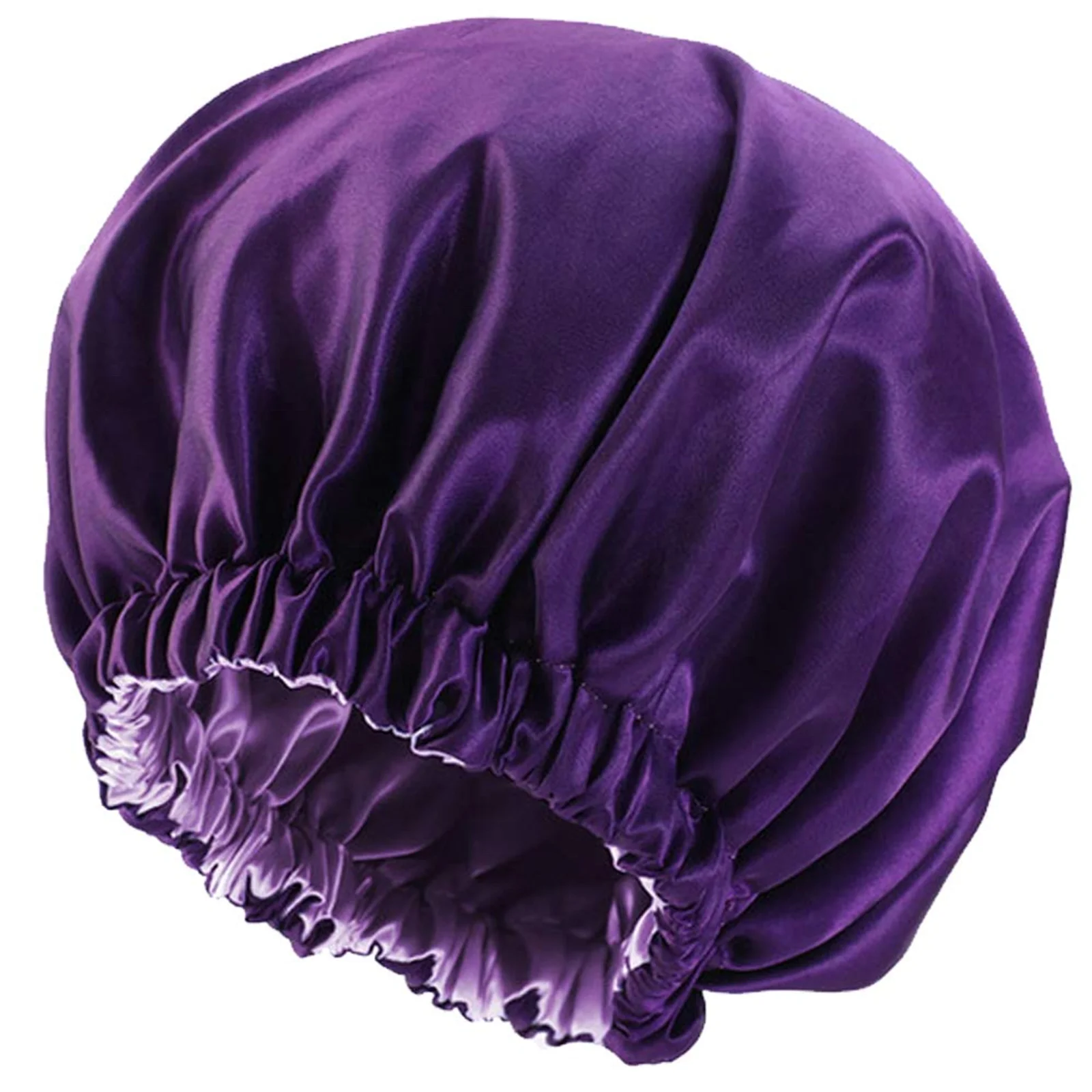 Custom Adjustable Fashion Double Layer Satin Silk Large Designer Women Shower Cap Sleeping Hair Cap Bonnets Hats with Logo