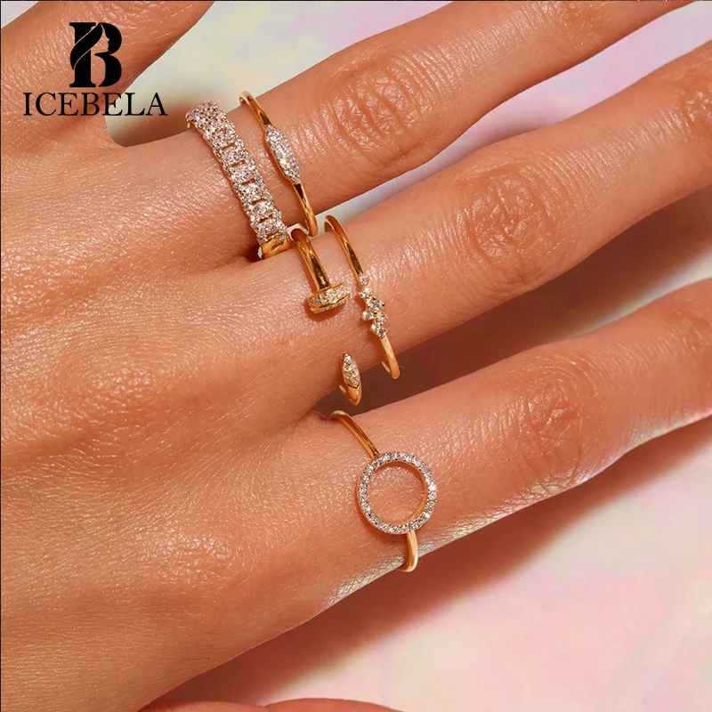 ICEBELA Wholesale Fashion Luxury Fine Jewelry Women Custom 925 Sterling Silver Zircon Designer Adjustable Finger Rings For Girls