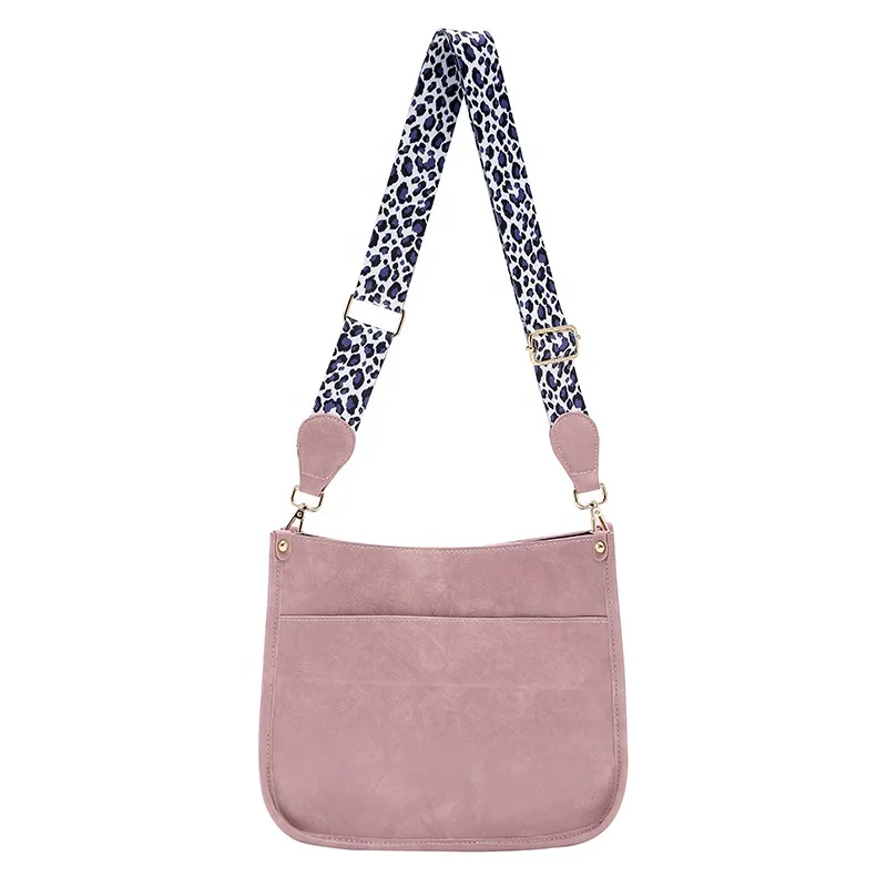 2022 New European And American Popular Pu Solid Color Leopard Print Shoulder Strap Messenger Bag