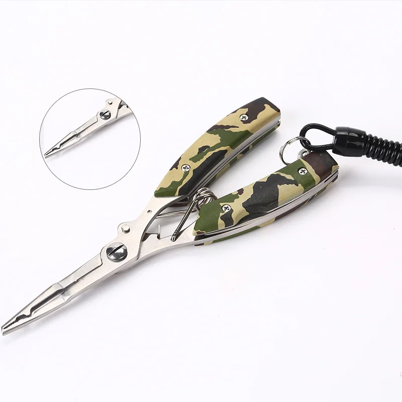 New camouflage handle multifunctional stainless steel lure fishing pliers fishing line scissors sharp mouth fishing gear