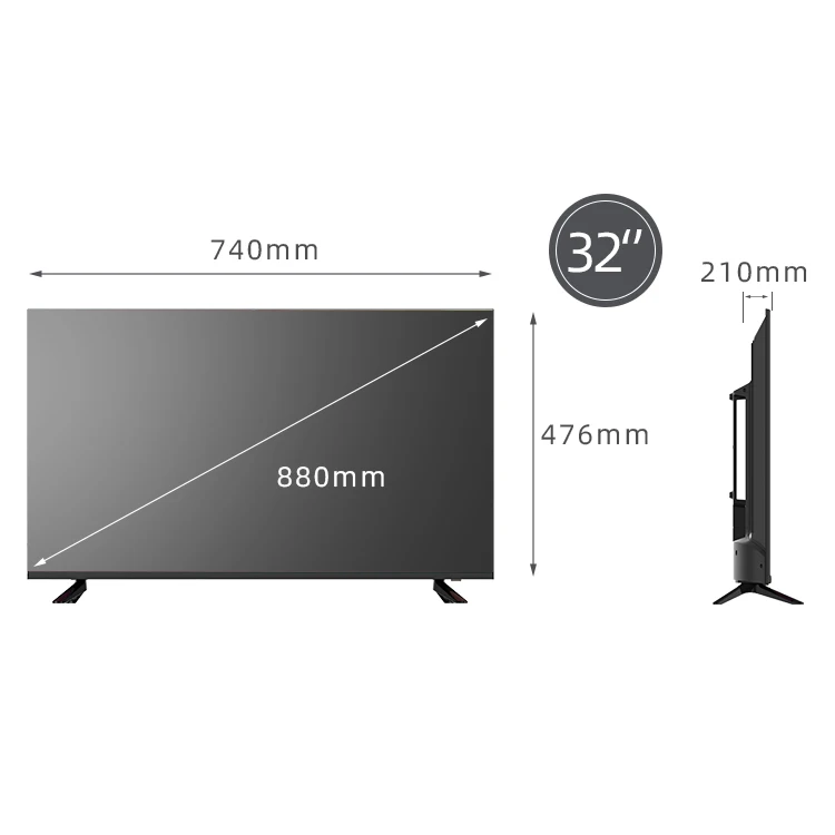 factory oem digital tv smart 32 inch Android 14 frameless hd 2k smart tv with wall mount