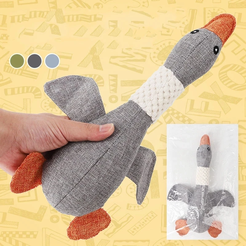 Hot Sale Wild Goose Squeaking Linen Pet Toys Cats Dogs Bite Resistant Simulation Relief Pet Plush Toys