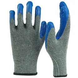 Semi-hanging 10 stitches grey voile blue wrinkle cotton latex resistant prick resistant repairrubber protective gloves