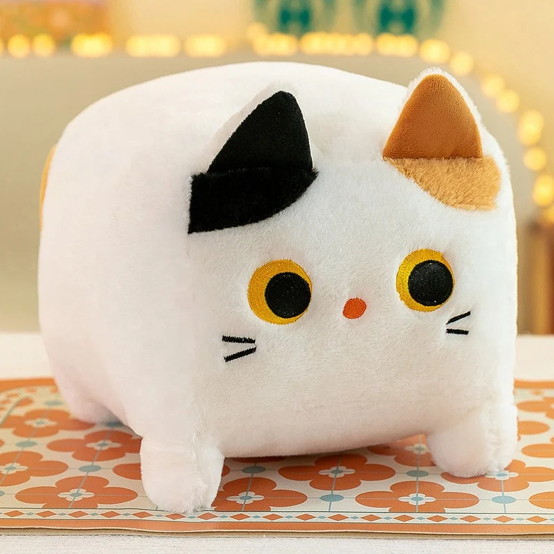 Customized cute square cat plush toy packaging kitten children animal toy plush animal gift pillow factory direct sale