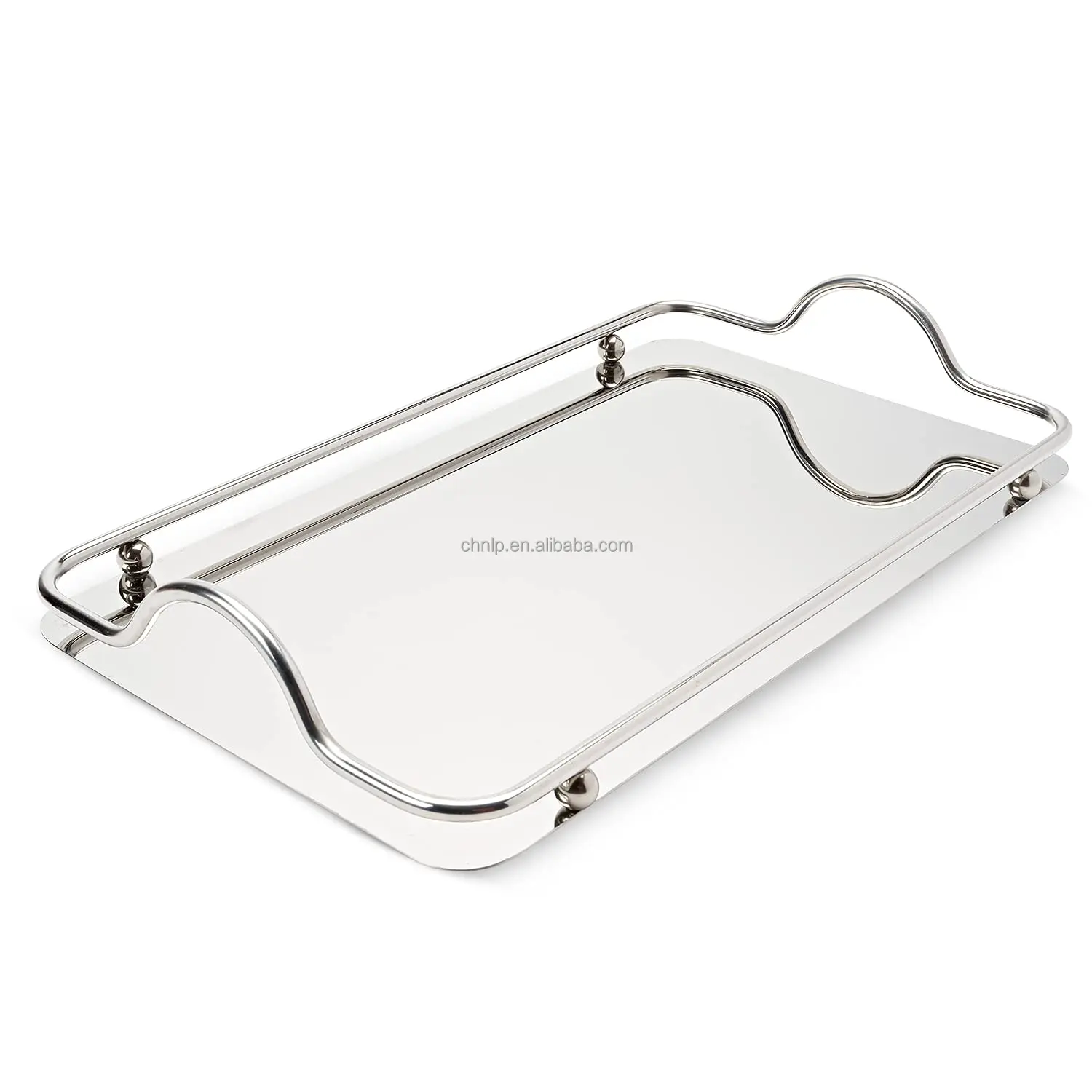 Gold Mirror  Vanity Jewelry Perfume Organizer Decorative Tray  Handle Makeup Tray Mirror Tray Vanity Dresser Bathroom