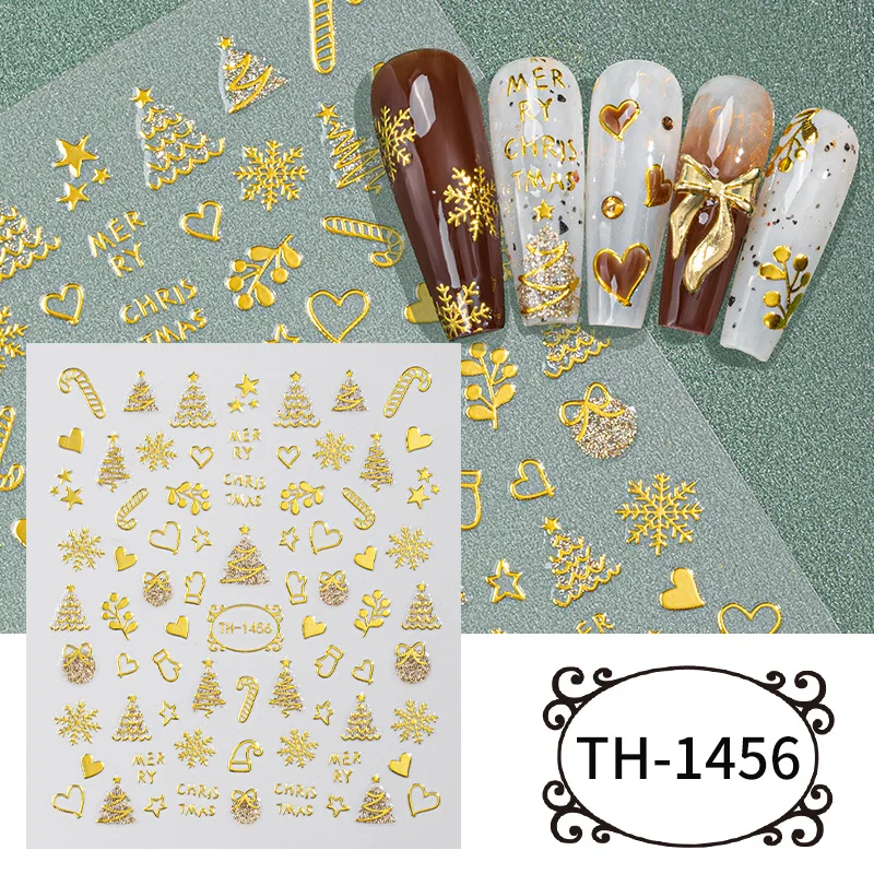 2024 Christmas Style Nail Decals Sticker Hot Selling Cute Adhesive Sticker Factory Wholesale Plastic Nail Art Bag