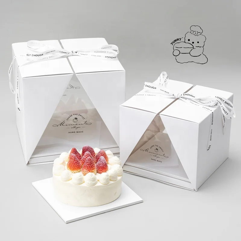 High-end fashion Simple white cardboard cake package Box Bastnies cookines cakes pie