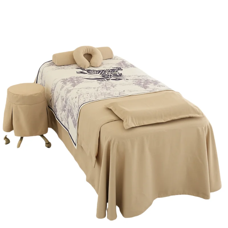 Top quality gray Premium Microfiber Massage Table Sheet Set Premium Spa Bed Cover with customized logo