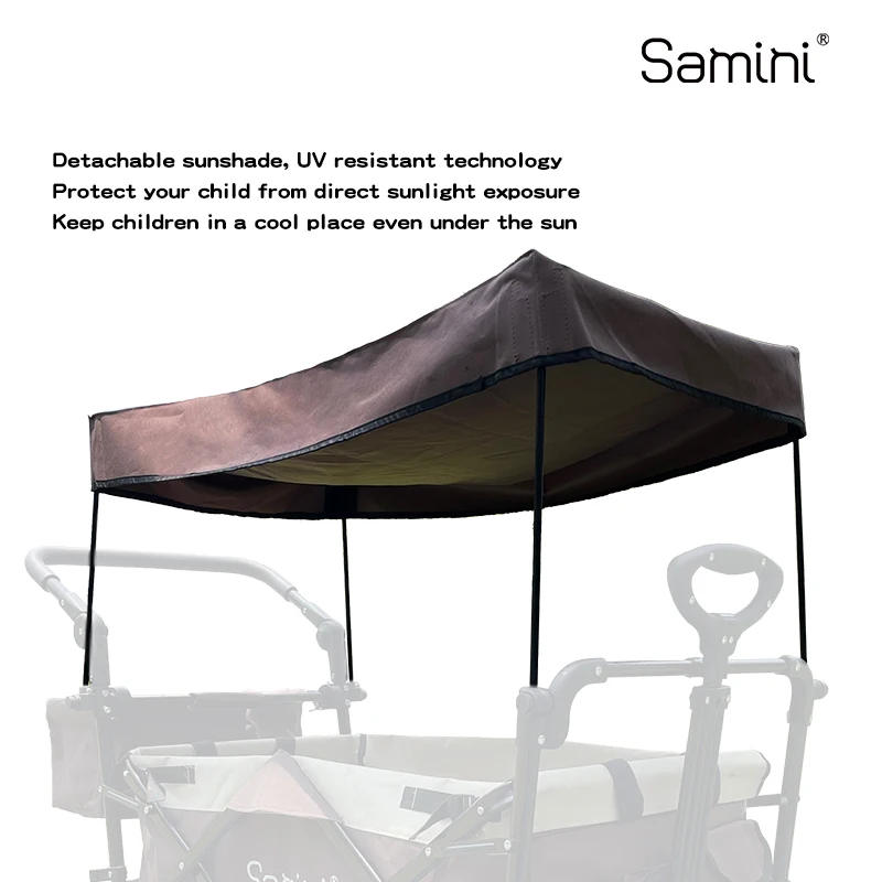 2 in 1 Foldable Camping Wagon Cart Outdoor Carry Kid Baby Stroller Cargo Wagon Stroller Waterproof Canopy Shopping Travel