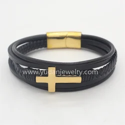 China Manufacturer Leather Bracelet With Cross For Men