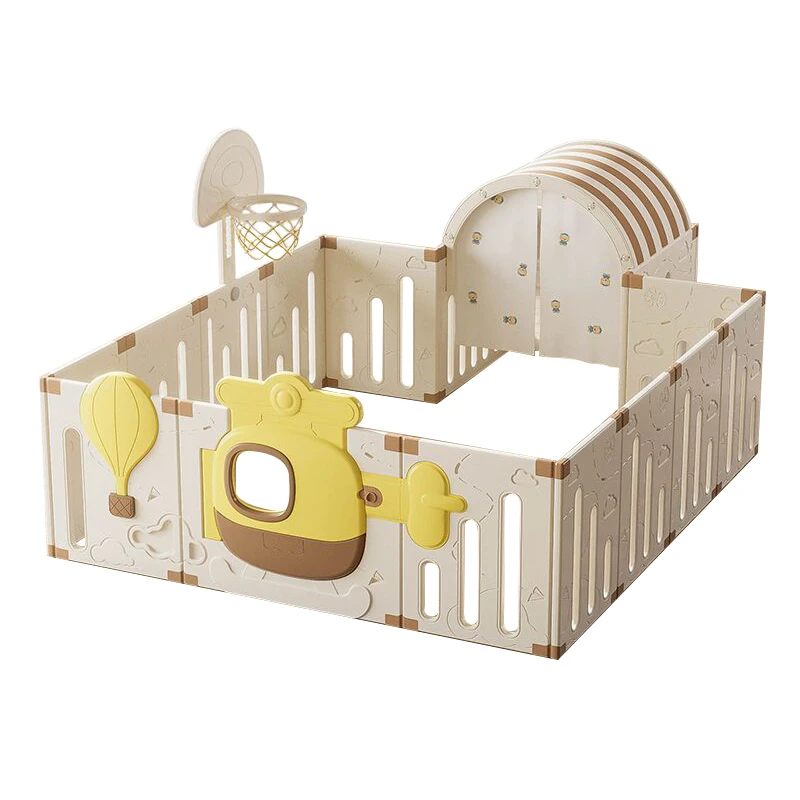 High quality indoor kid activity center fence baby safety folding playpen with basketball hoop 10+1