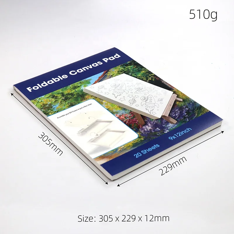 Acrylic watercolor paper Foldable canvas pad 9x12 inch heavy weight canvas paper art pad