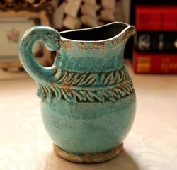 American Country Home Decoration Gift, Antique Flower Ware Blue Archaistic Porcelain Pot Ceramic Vase