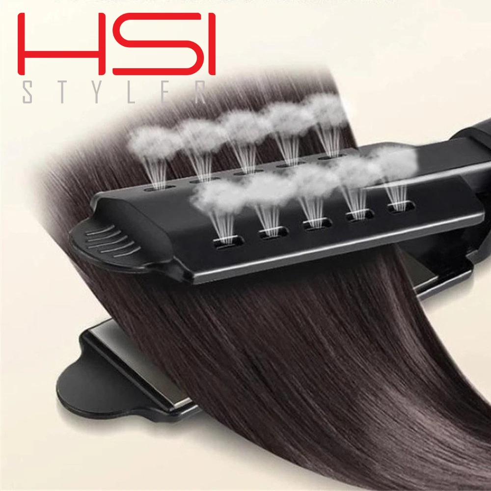Ceramic Tourmaline Ionic Flat Iron Hair Straightener Professional Glider Steam