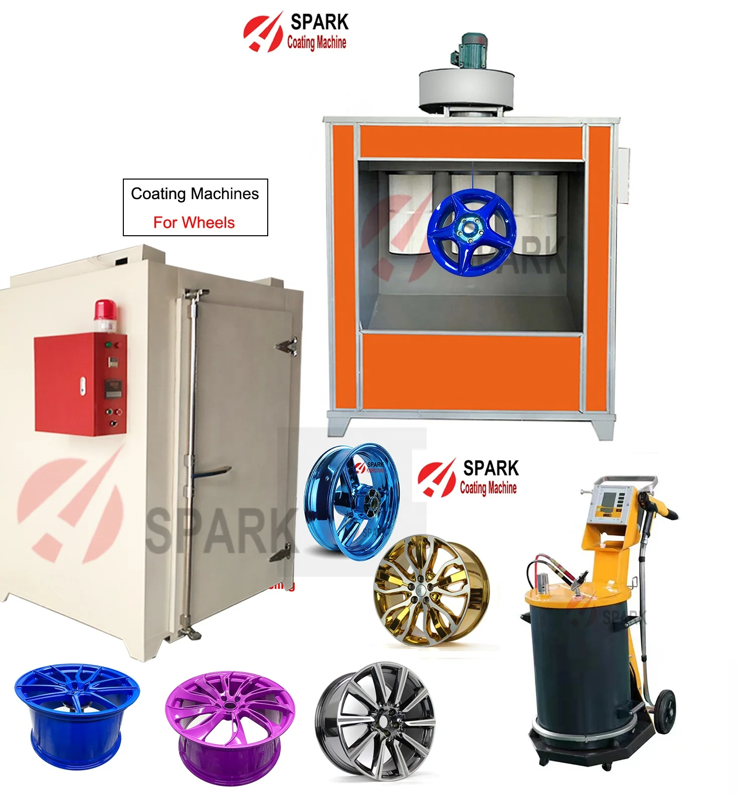 Chrome Blue Powder Coatings Production Oven, Booth and Spray Gun  Gas Diesel Electric Electrostatic powder gun OptiSelect GM03