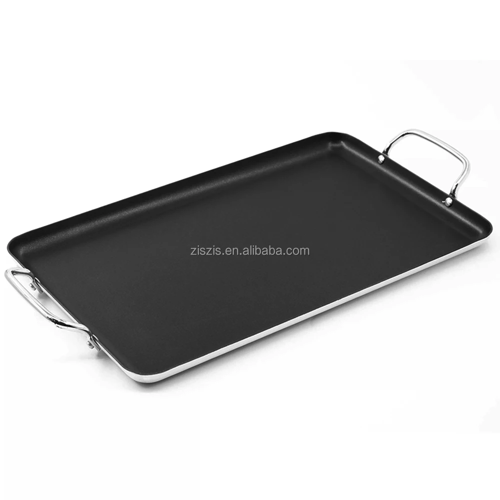 2022 Amazon Hot Selling Aluminum Griddle Pan Double Burner Pen Cake Egg Non-Stick Baking Pan With Two Handles