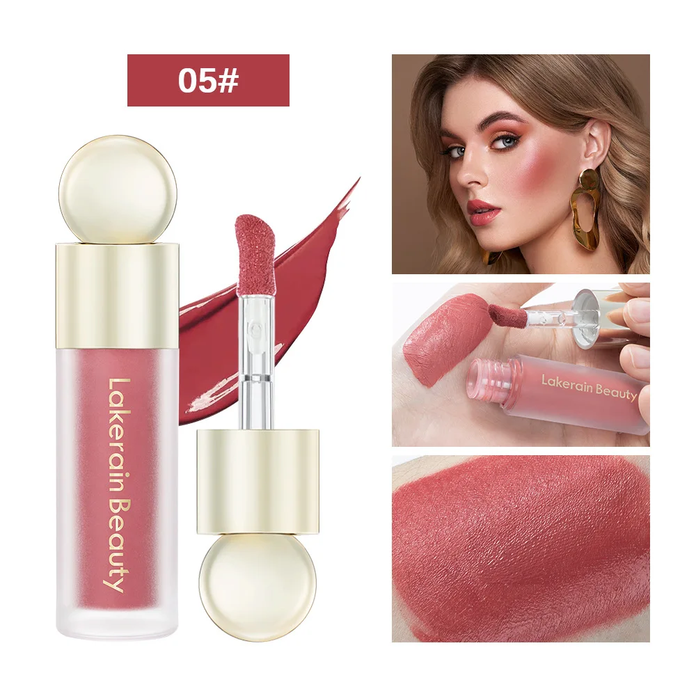 lakerain 5 Color liquid Blush Lipstick Eye Shadow 3-in-1 Makeup Stick Long-lasting Easy To Wear Peach Cream Blush Korean Makeup