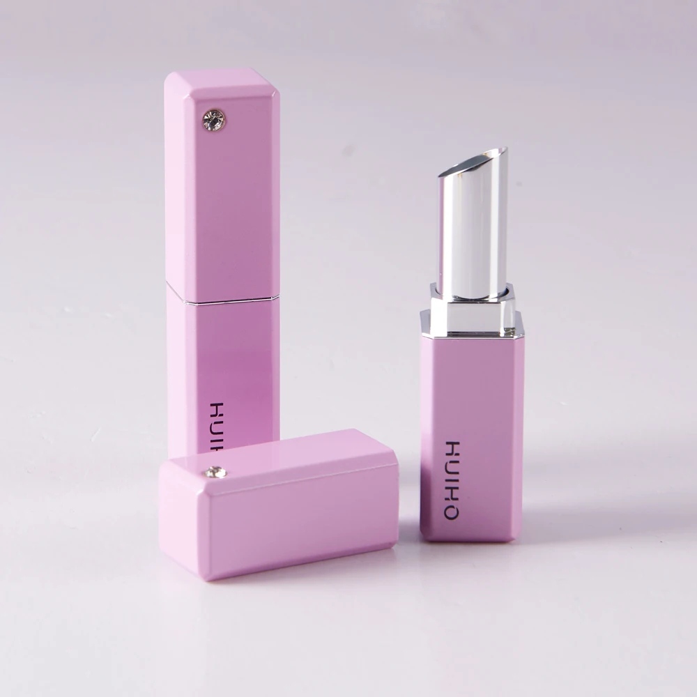 HUIHO Fashion Cute Custom Logo 11.1mm  Colorful Diamond Round Aluminum Empty Square Lipstick Container
