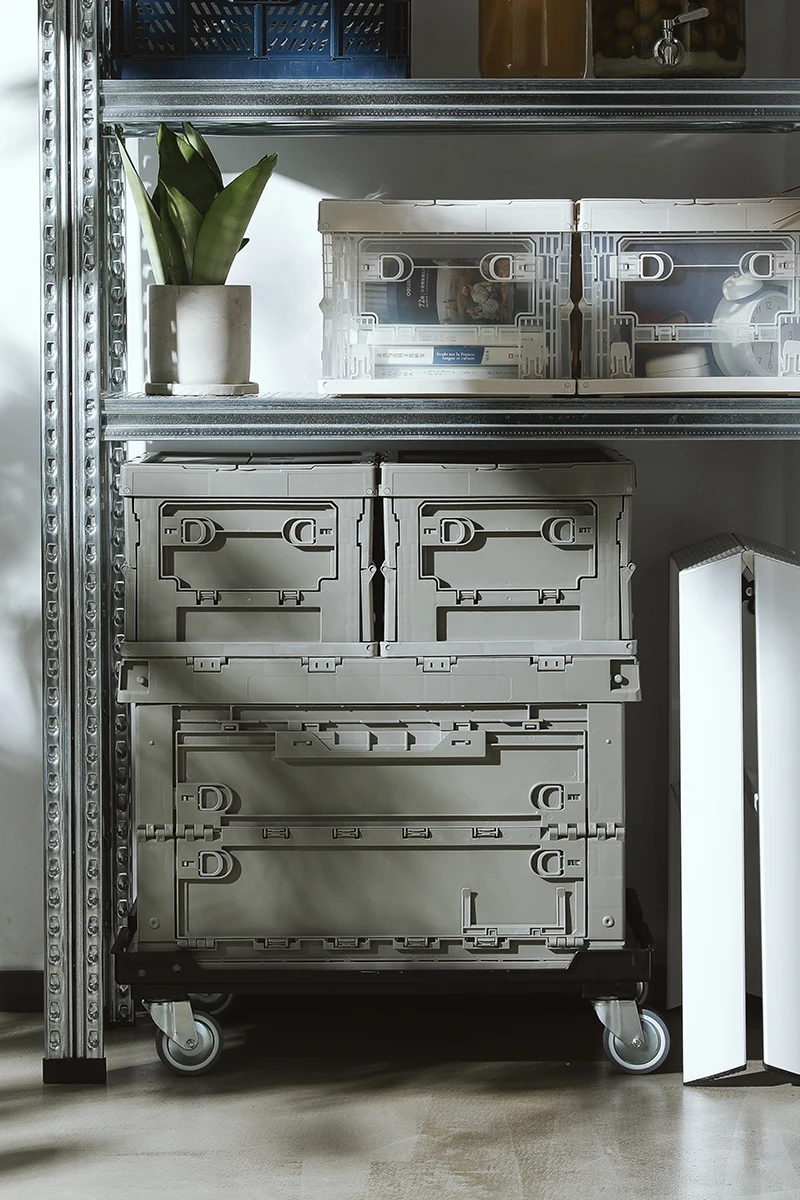 SHIMOYAMA 75L/19L Large Plastic Foldable Storage Box Clear Storage Containers Bins Stackable Storage Boxes with Lids