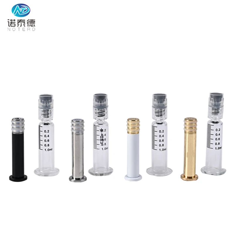 High quality metal plunger 1ml glass luer lock syringe for thick oil distillate