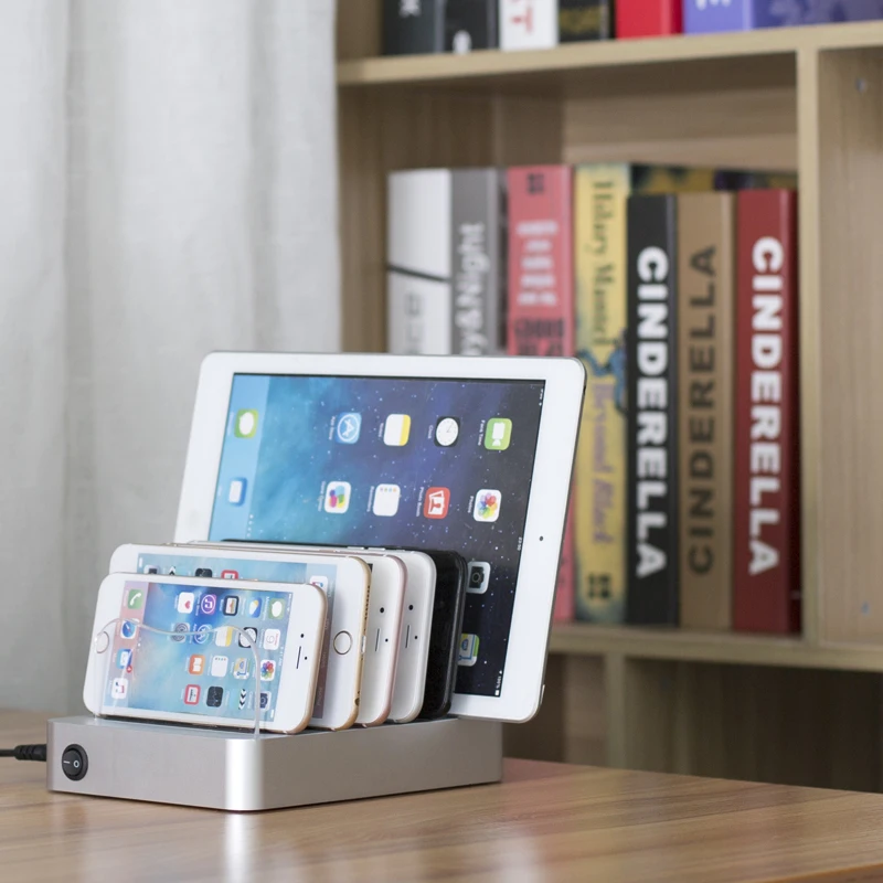 5V 2.4A Smart Multiple Device Fast Charger Dock Universal Public Cell Phone Tablet 6 Port USB Charging Station With Baffle