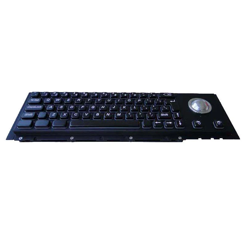 
Rugged electroplated black waterproof metal industrial PC keyboard with trackball 