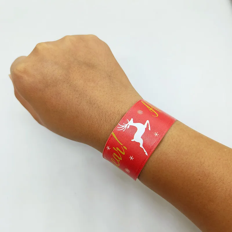 Santa Claus Snowman Xmas Slap Bracelet Pat-pat Circle Children Party Toy new