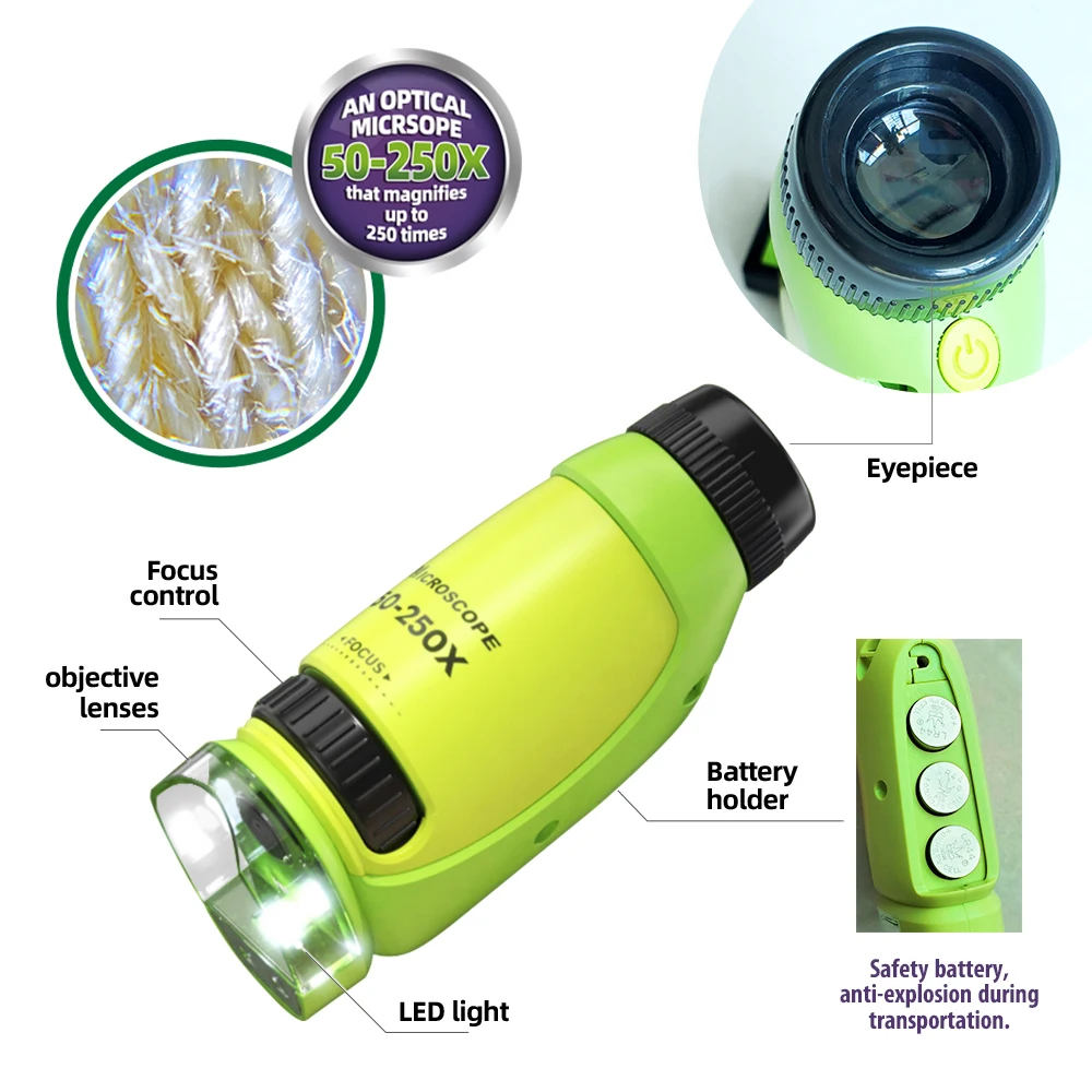 Science Experiment Kit can used to observe Animals Growth Life Cycle Early Education Kids Handheld Portable Pocket Microscope