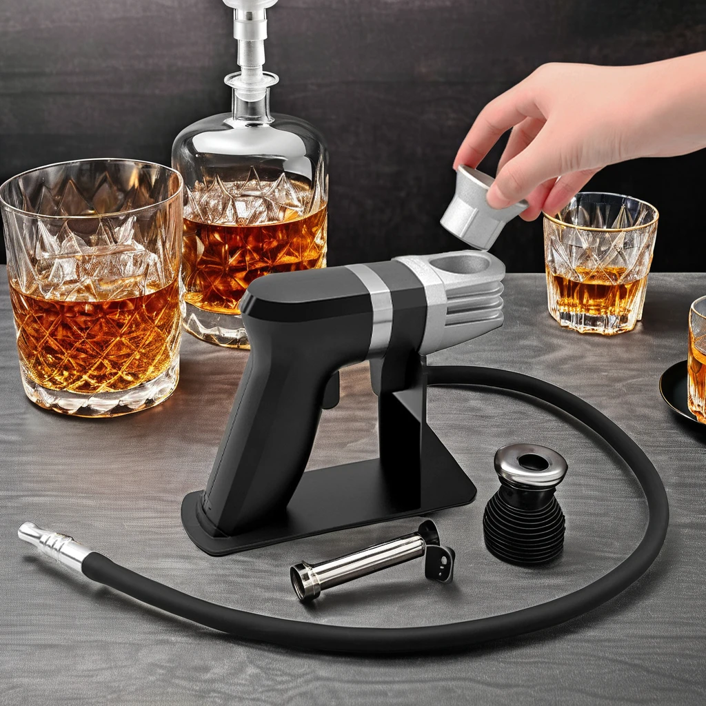 Kitchen Meat & Drink Whiskey Cocktail Smoke Infuser Food Smoking Gun with Smoking Wood Chips Battery Charging