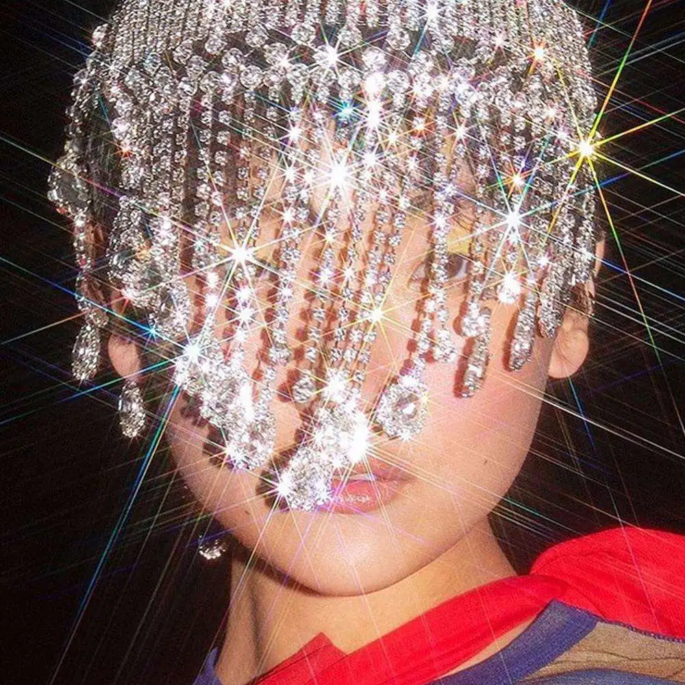 Honor of crystal Bling Long Tassel Chain Diamante Clear Chain Rhinestone Trim Dance Clothes Collar Headband Lace Trimmi