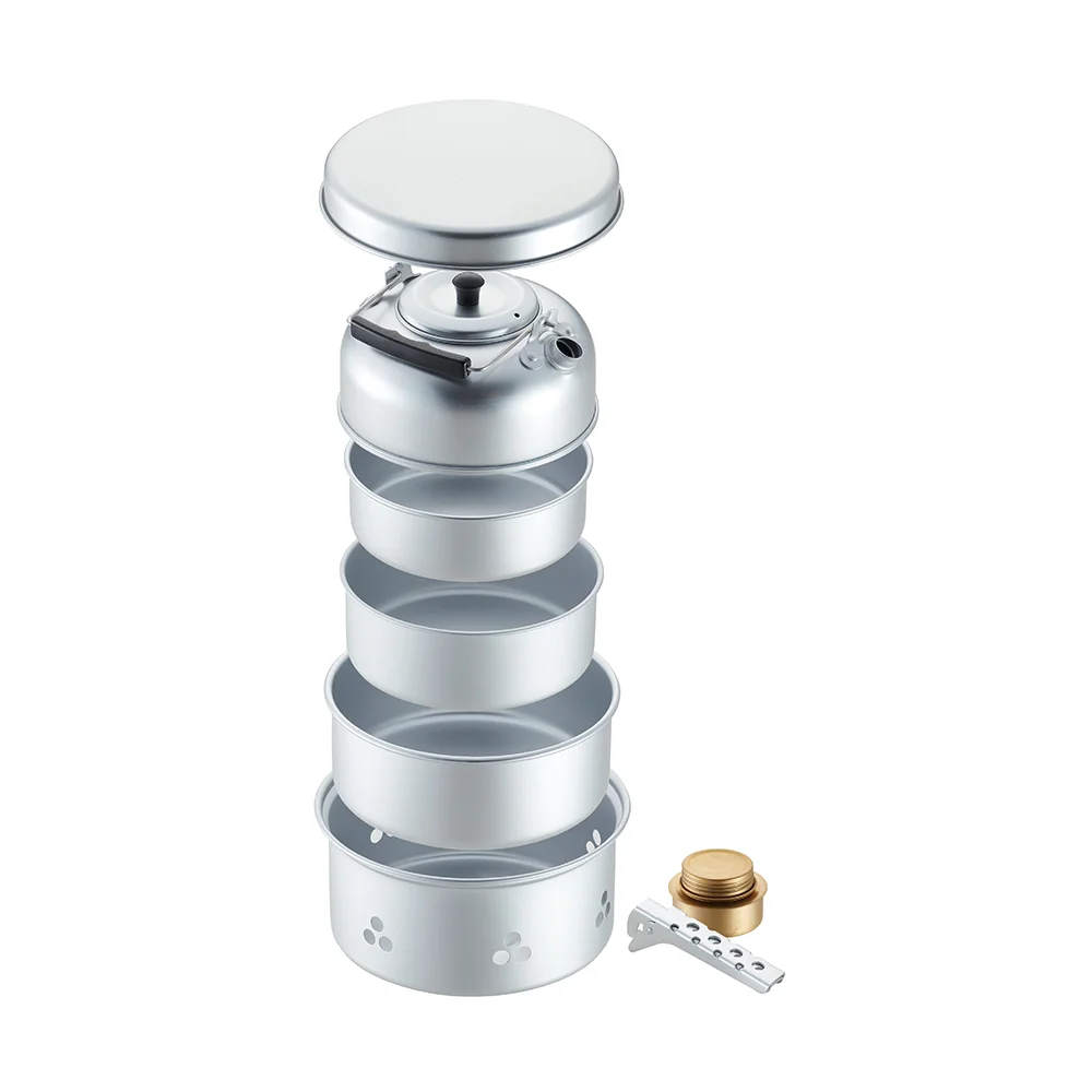 Customized 9Pcs Aluminum Hiking Cooking Pot Outdoor Camping Cookware Pots And Pans