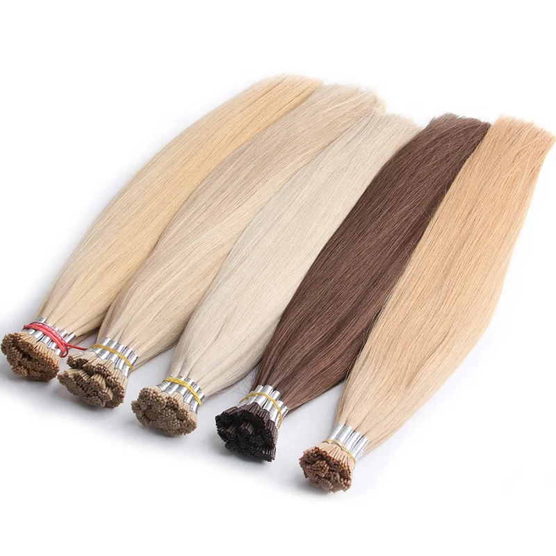 Wholesale Top Quality Russian Remy Virgin Cuticle Human Hair Prebonded I Tip Hair Extensions