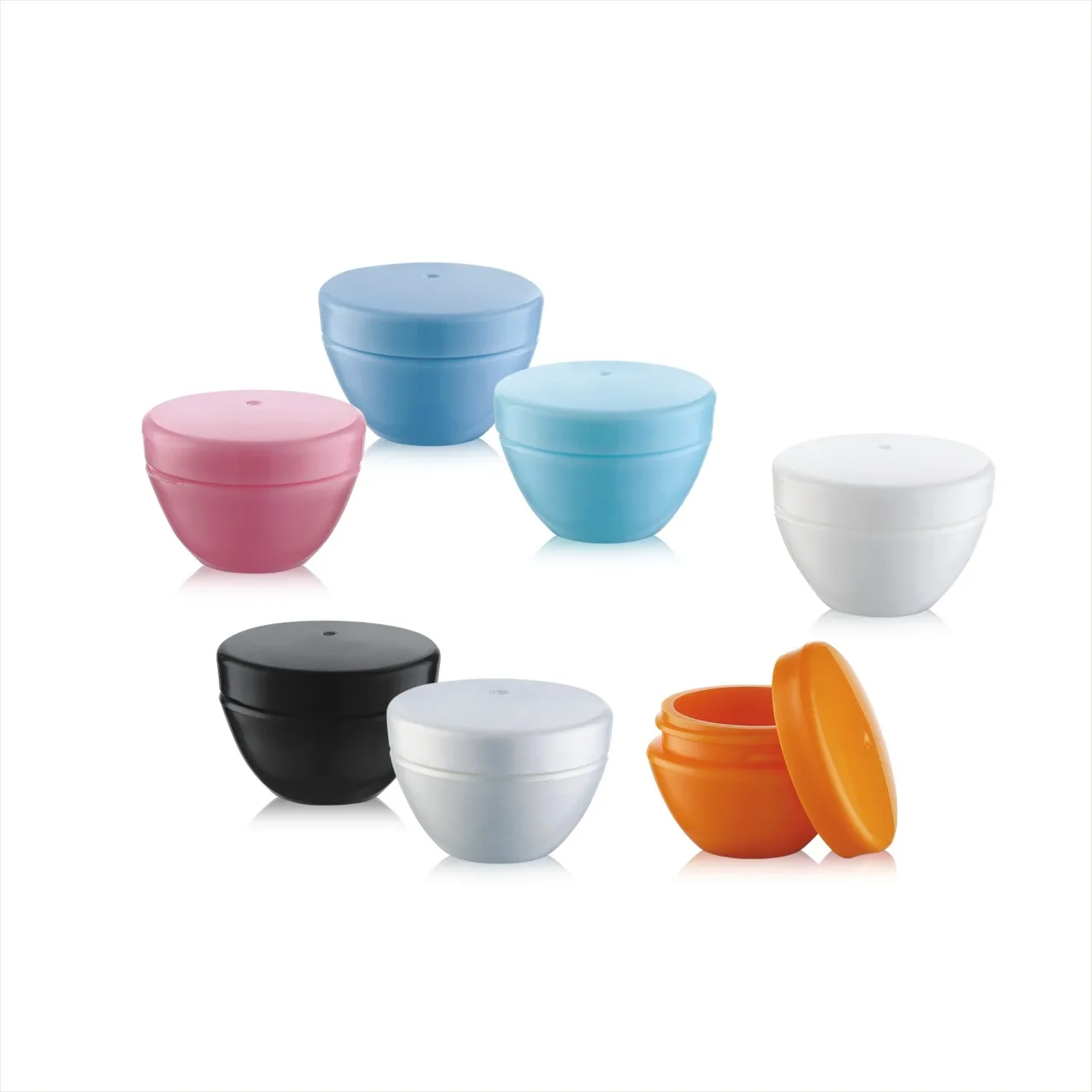 luxury 5g plastic cosmetic container lip scrub jar with white black green bule yellow pink screw lid round