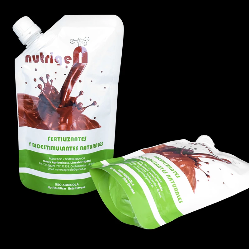 Transparent Bag sugar cane juice Plastic Custom Drink Stand Up Eco Friendly Liquid 500 Ml Food Spout Pouch