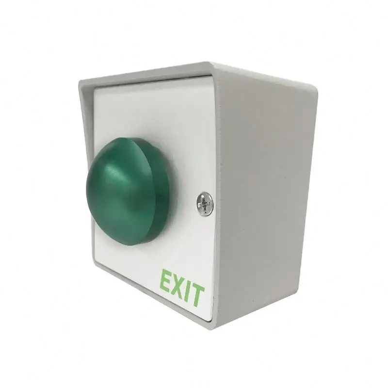 Green Mushroom Big Square Zinc Alloy Metal Request to Exit Switch Access Control Door Exit Push Button with Back Box