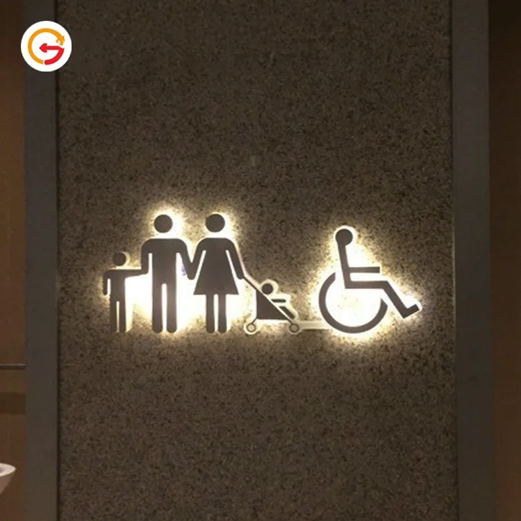 JAGUARSIGN Manufacture Custom Backlit Toilet Signage Illuminated Female and Male Toilet Sign