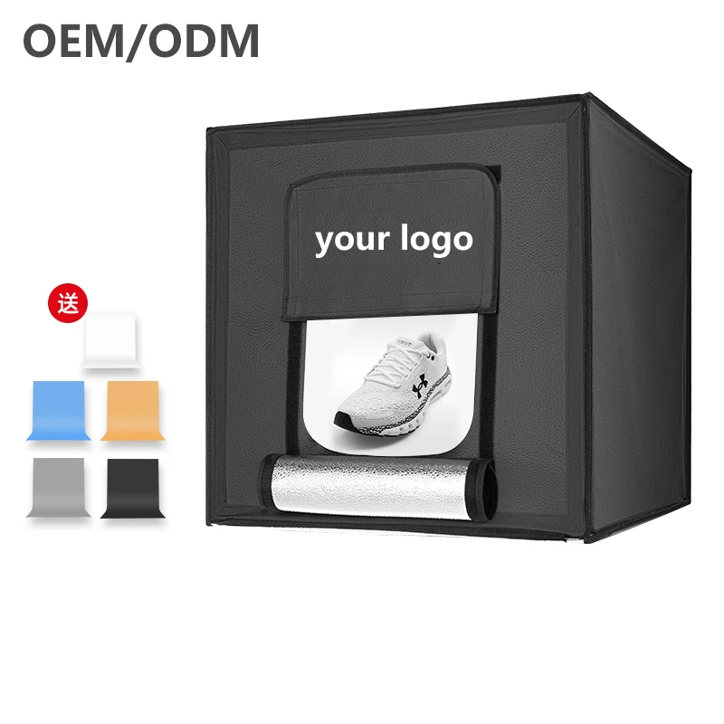 Customized 60cm 40W Photo Box LED Photo Studio Light Tent  softbox with PVC Backgrounds Portable Foldable Photo Studio Box