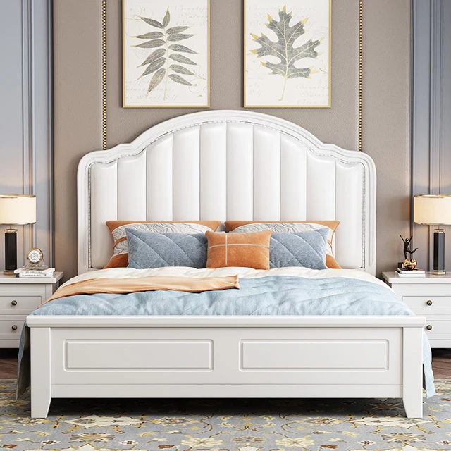 Американская мебель для спальни из массива дерева, современная простая мягкая двуспальная кровать, легкая Роскошная Свадебная кровать для квартиры