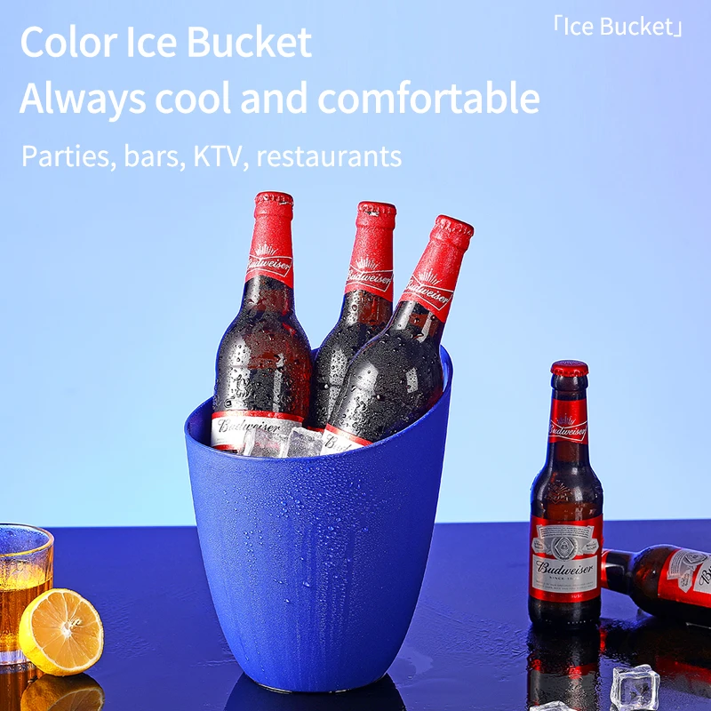 Wholesale customized 4L Plastic Wine Bottle Ice Bucket with Handle for Beer and Beverages