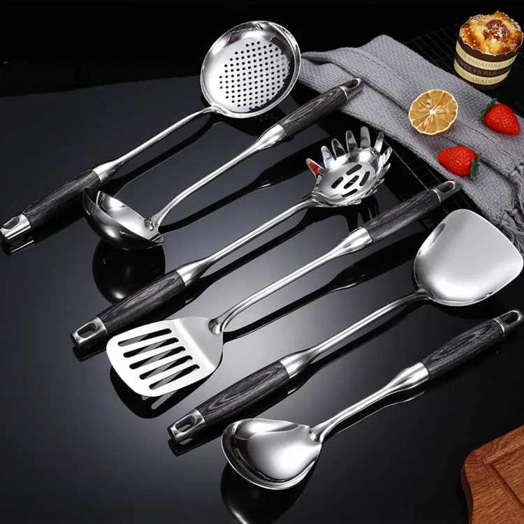 High Quality Luxury Black Gold Matt Utensils Kitchen Set Cooking Utensil For Cooking With Rotating Holder