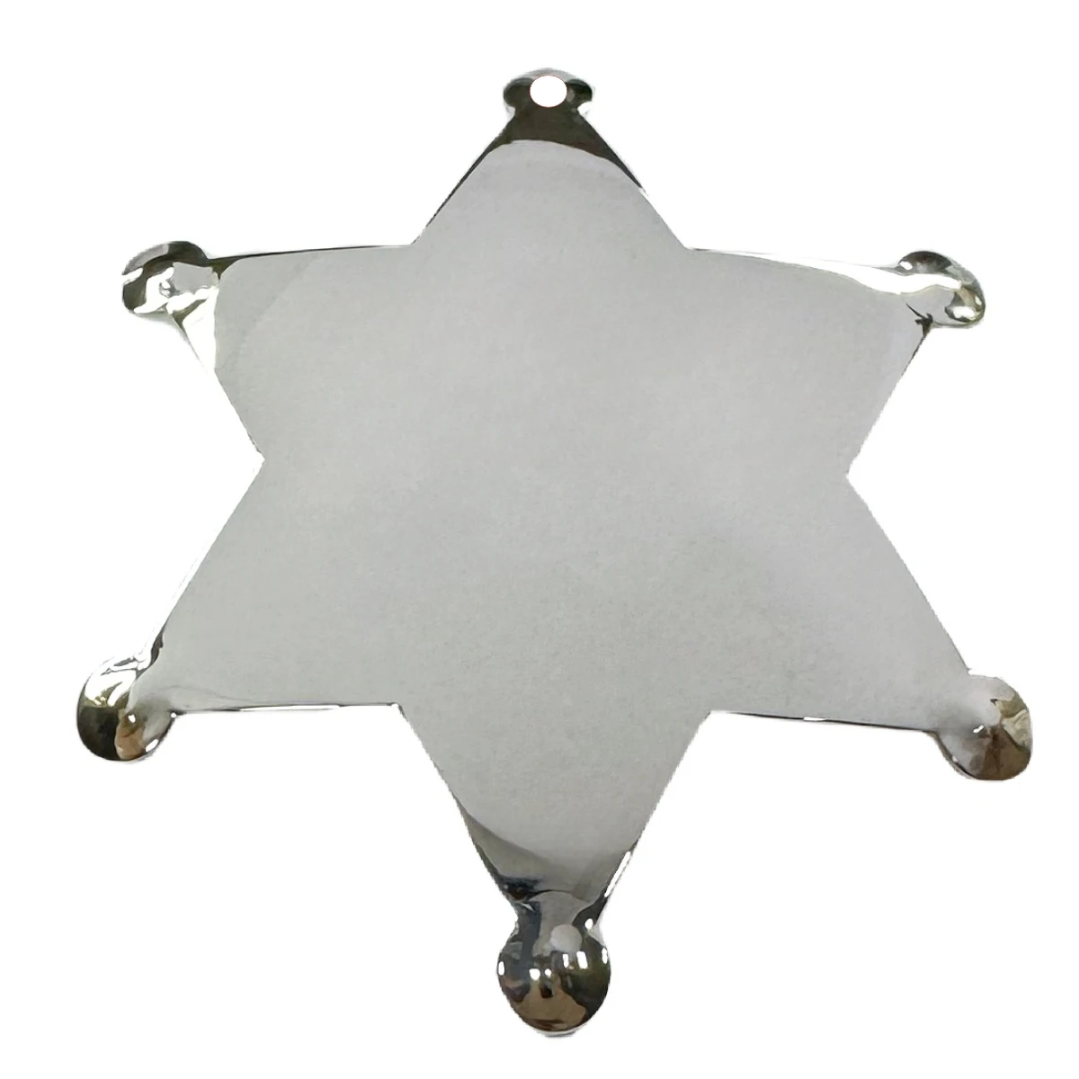 Metal Hexagonal Star Blank Badge Hat Emblem Commemorative Badge Cowboy Chest Badge Perforated pendant pin accessory