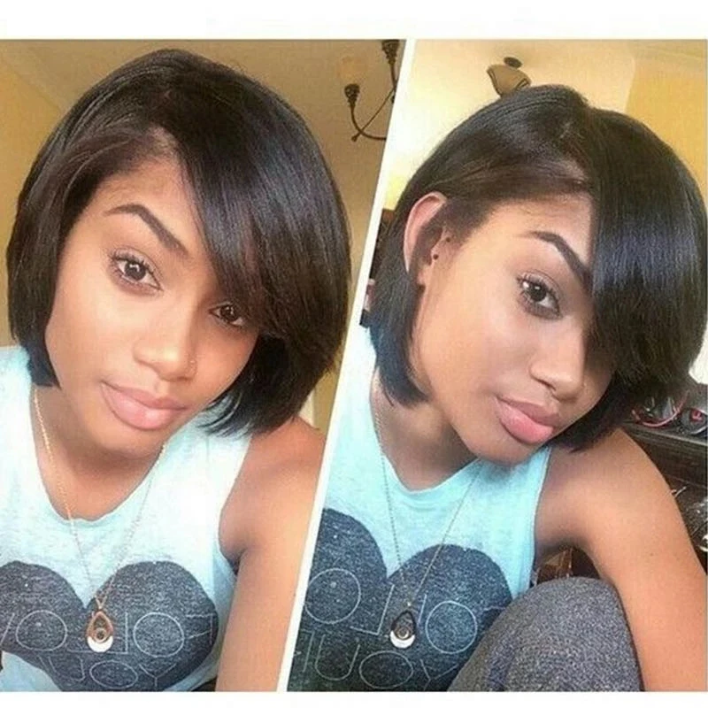 Jodc прямые короткие парики боб для чернокожих женщин парик с вырезами фальшивые человеческие волосы лучшие горячие продажи бразильские волосы Remy парик