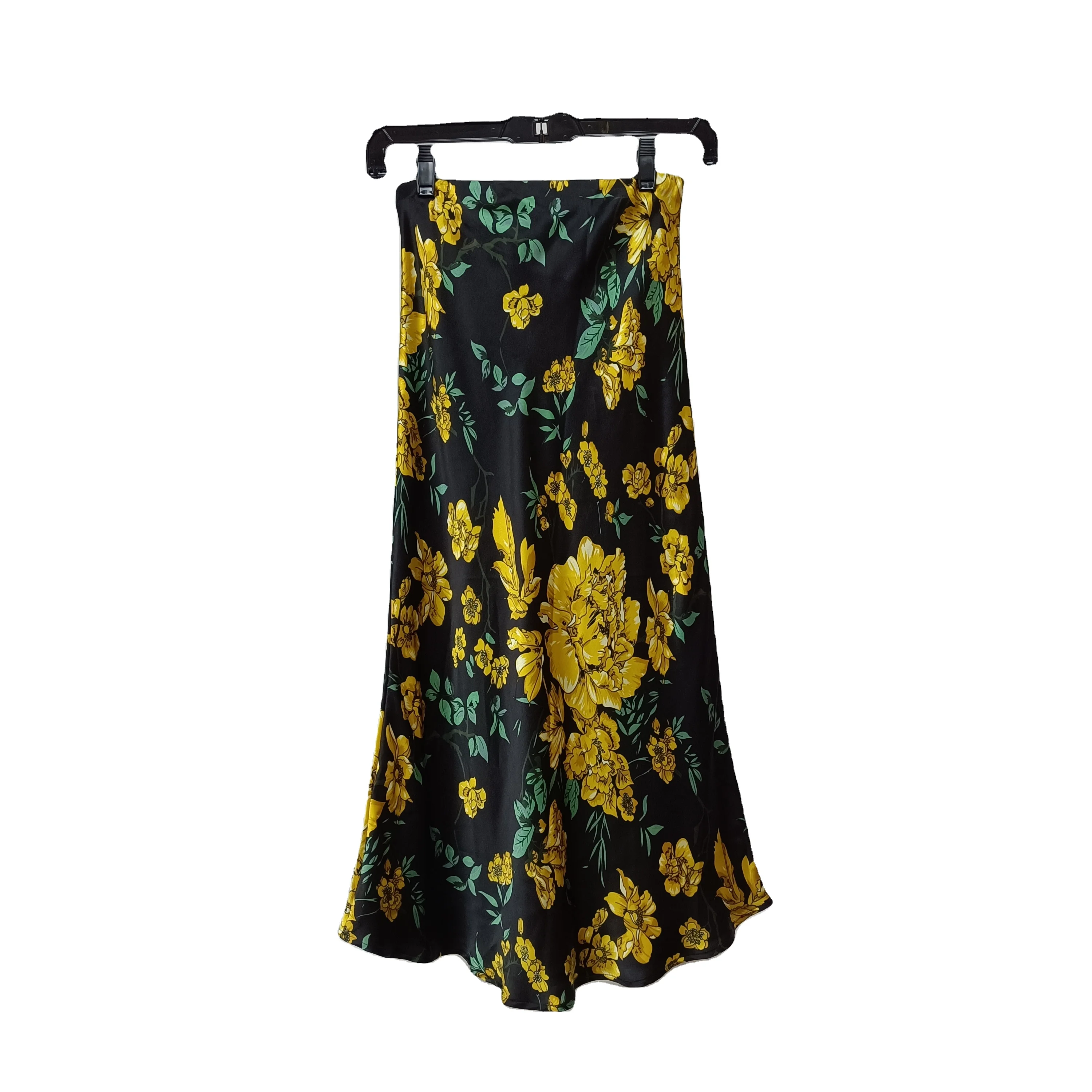 Шелковая юбка средней длины с цветочным принтом