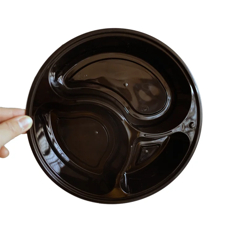 Custom restaurant to go containers food disposable round black disposable food container take out leakproof food containers
